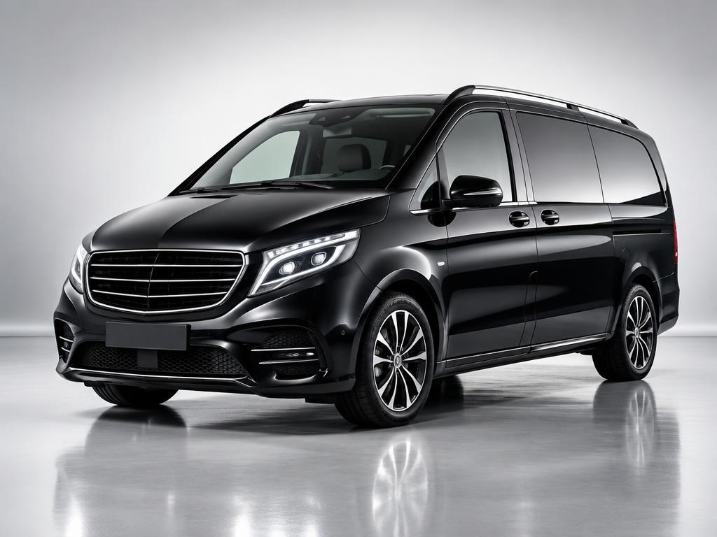 Schwarzer Van (Mercedes V-Klasse) des Flughafentaxi Wien